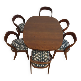 Table & 6 Baumann chairs model "gondole"