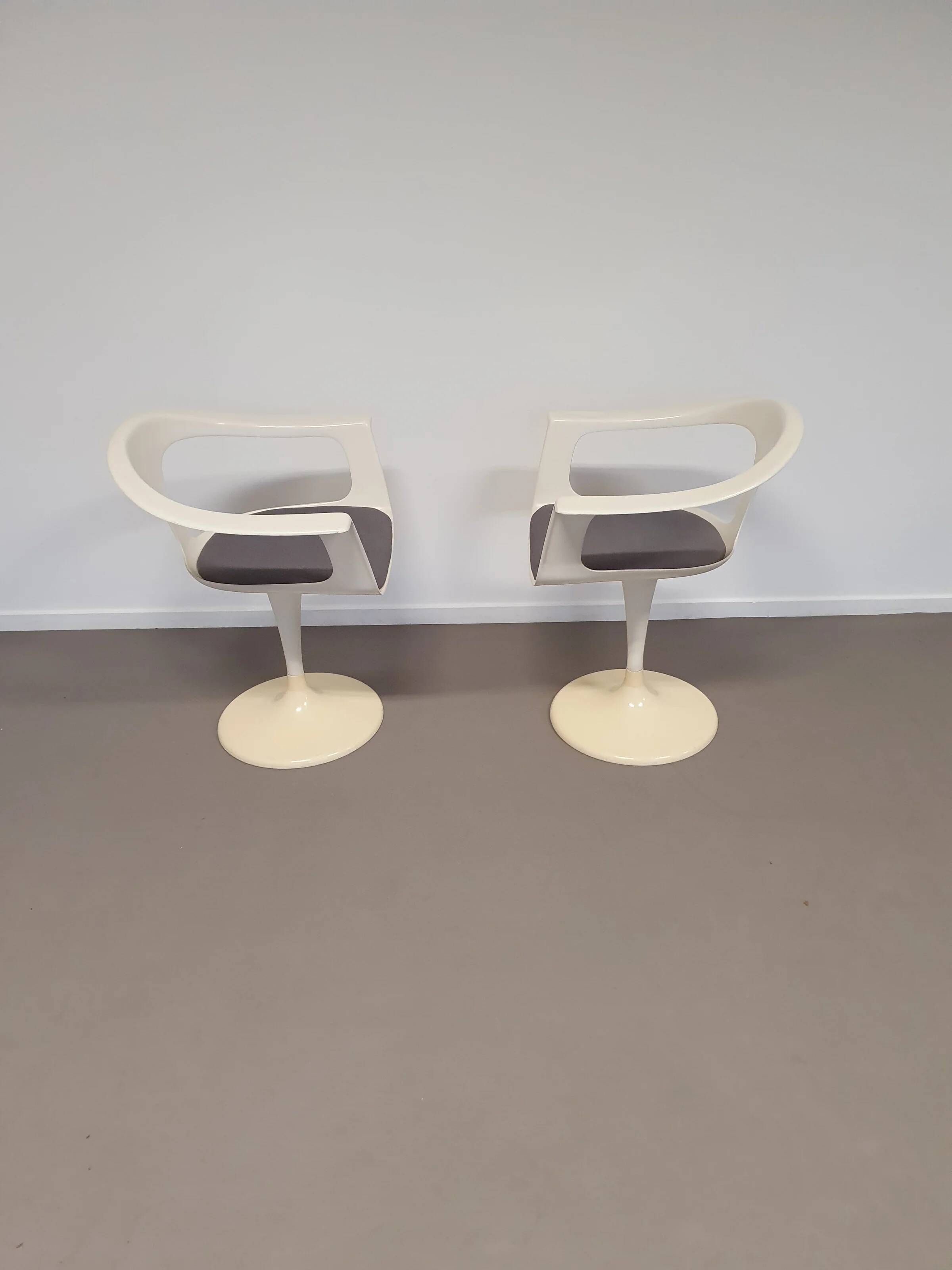 2 x chaise Tulip Lusch, rare, 1972, design blanc, design vintage Colani