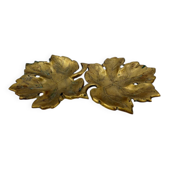 vide poche en forme de double feuilles en laiton