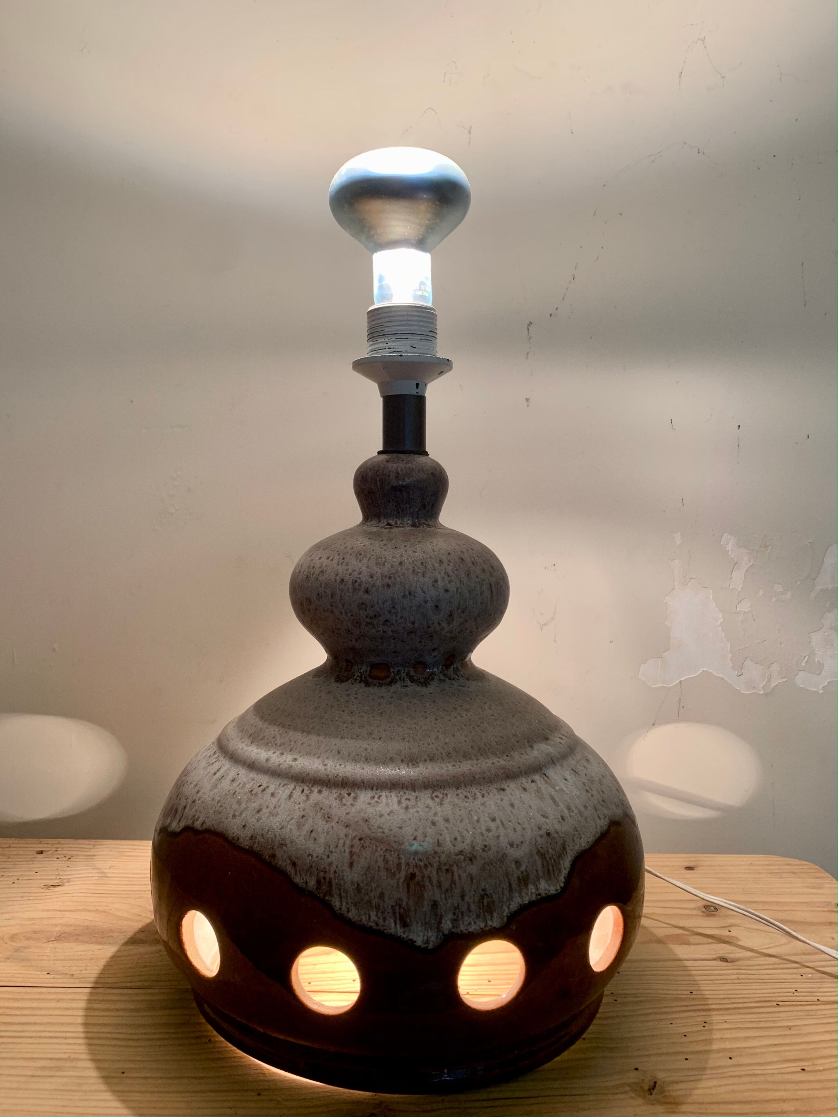 Grand Pied De Lampe En Céramique 52 Cm - W.GERMANY, Numéroté, Douille E27, 220V
