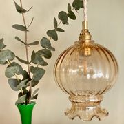 Vintage amber glass globe pendant light