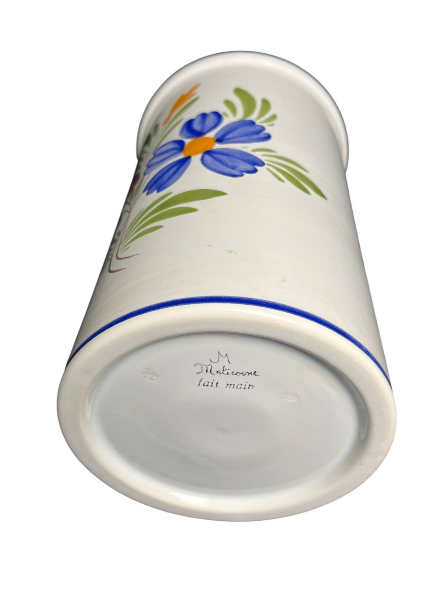 Malicorne, vase rafraichissoir faïence polychrome XXème