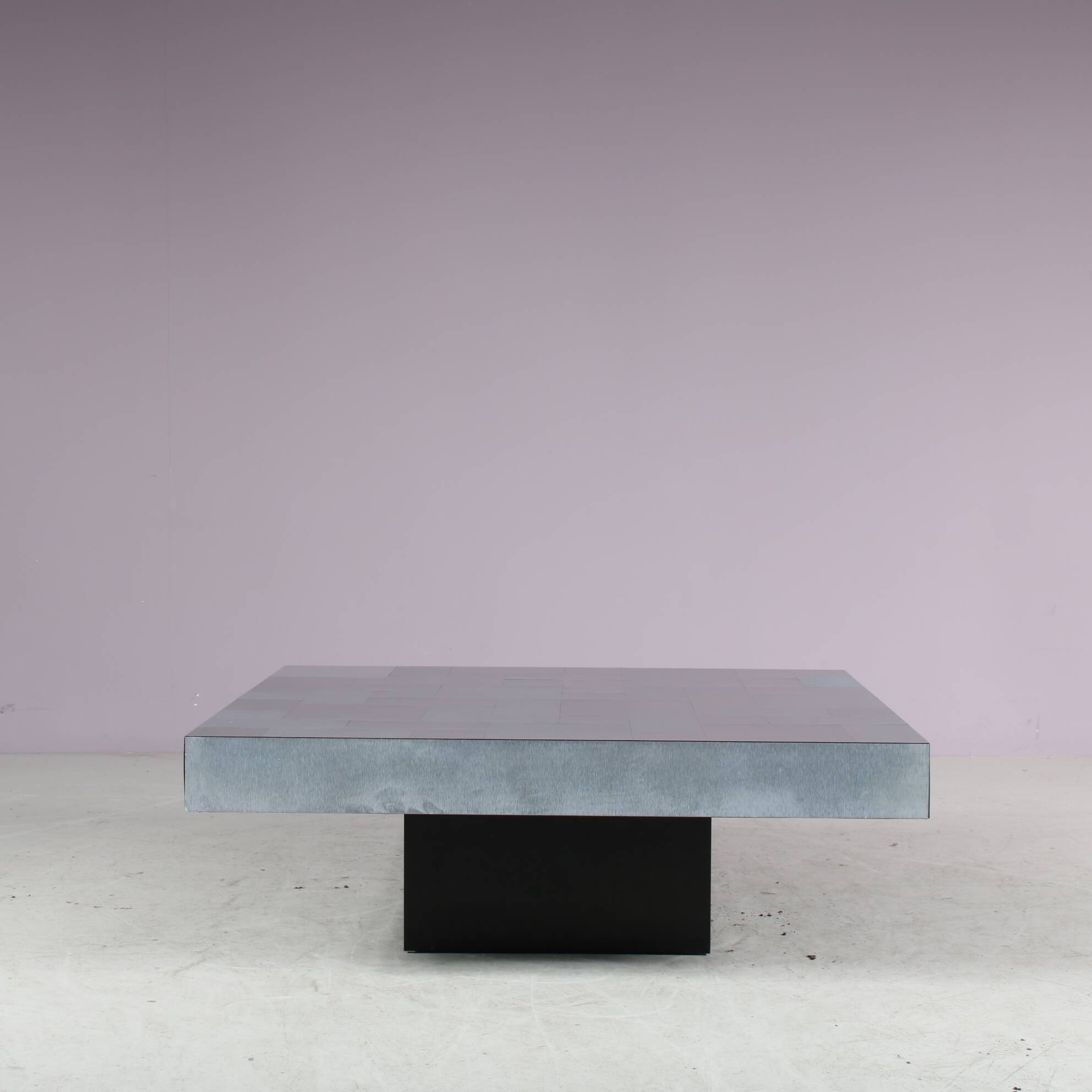 1970s Brushed aluminium coffee table from Italy