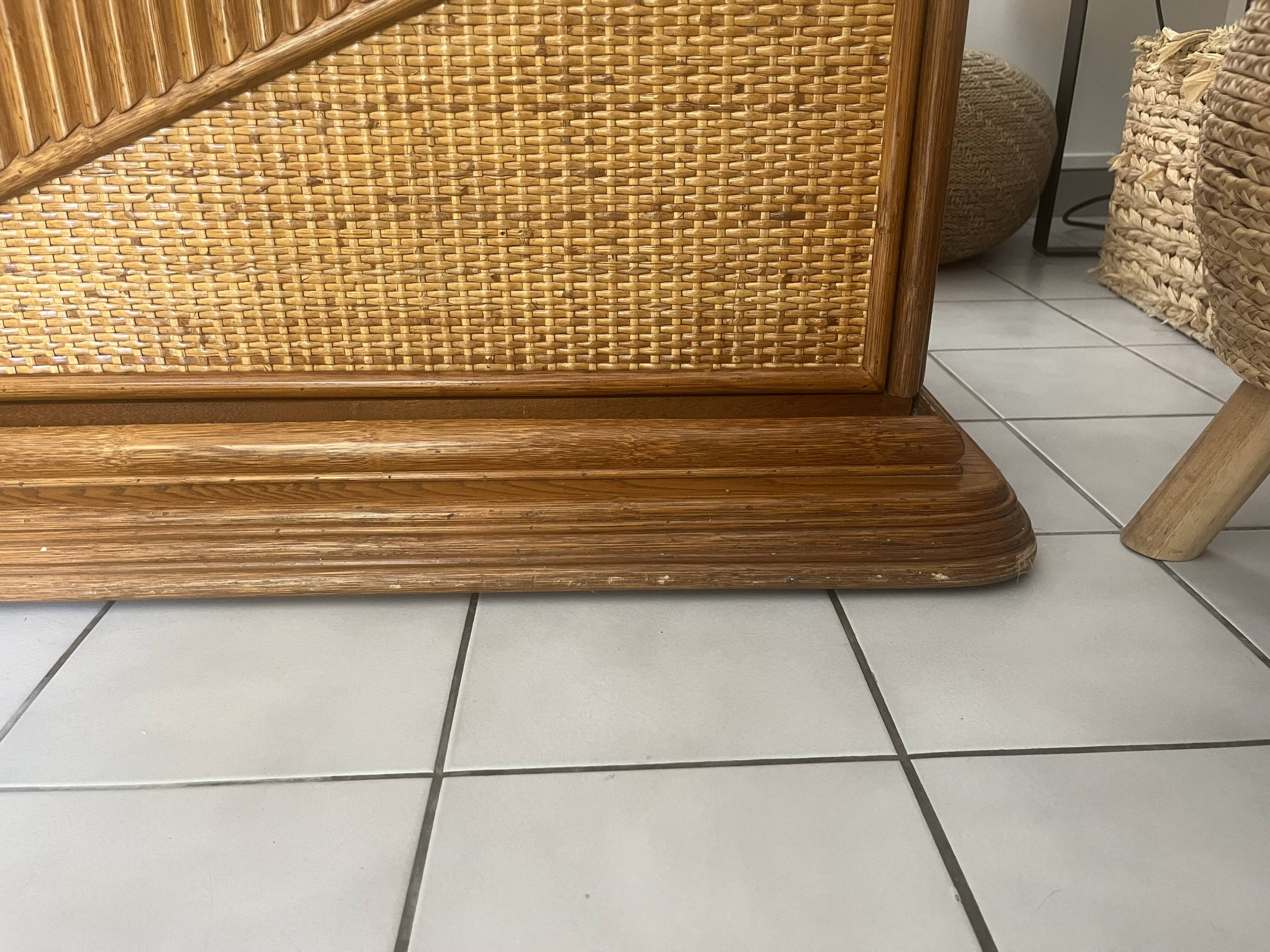 Buffet, vintage wicker commode in Riviera style, 1970s.