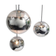Set of 3 Mirror Glass Globe Suspension Lamps, 1960s