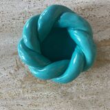 Turquoise blue twisted ceramic candle holder