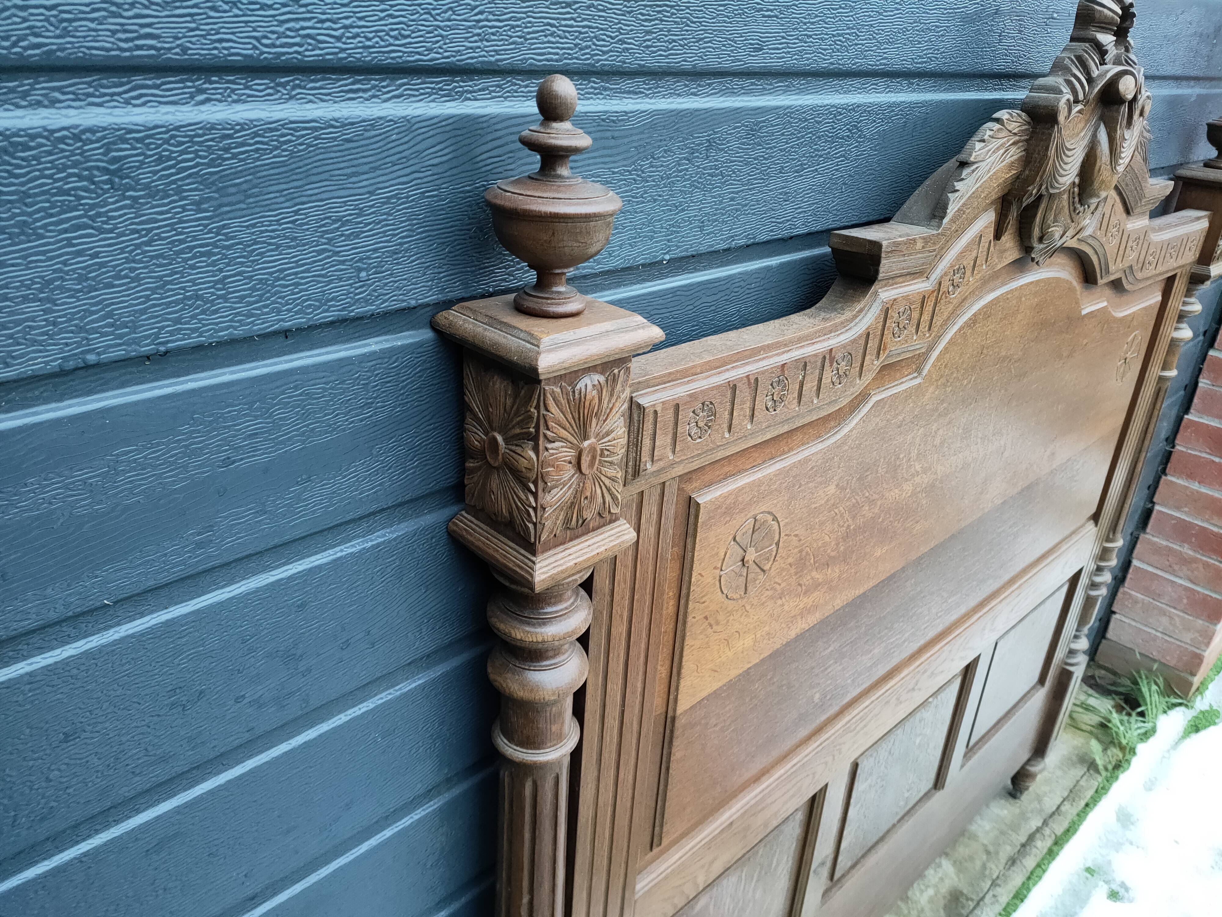 Antique headboard in solid oak