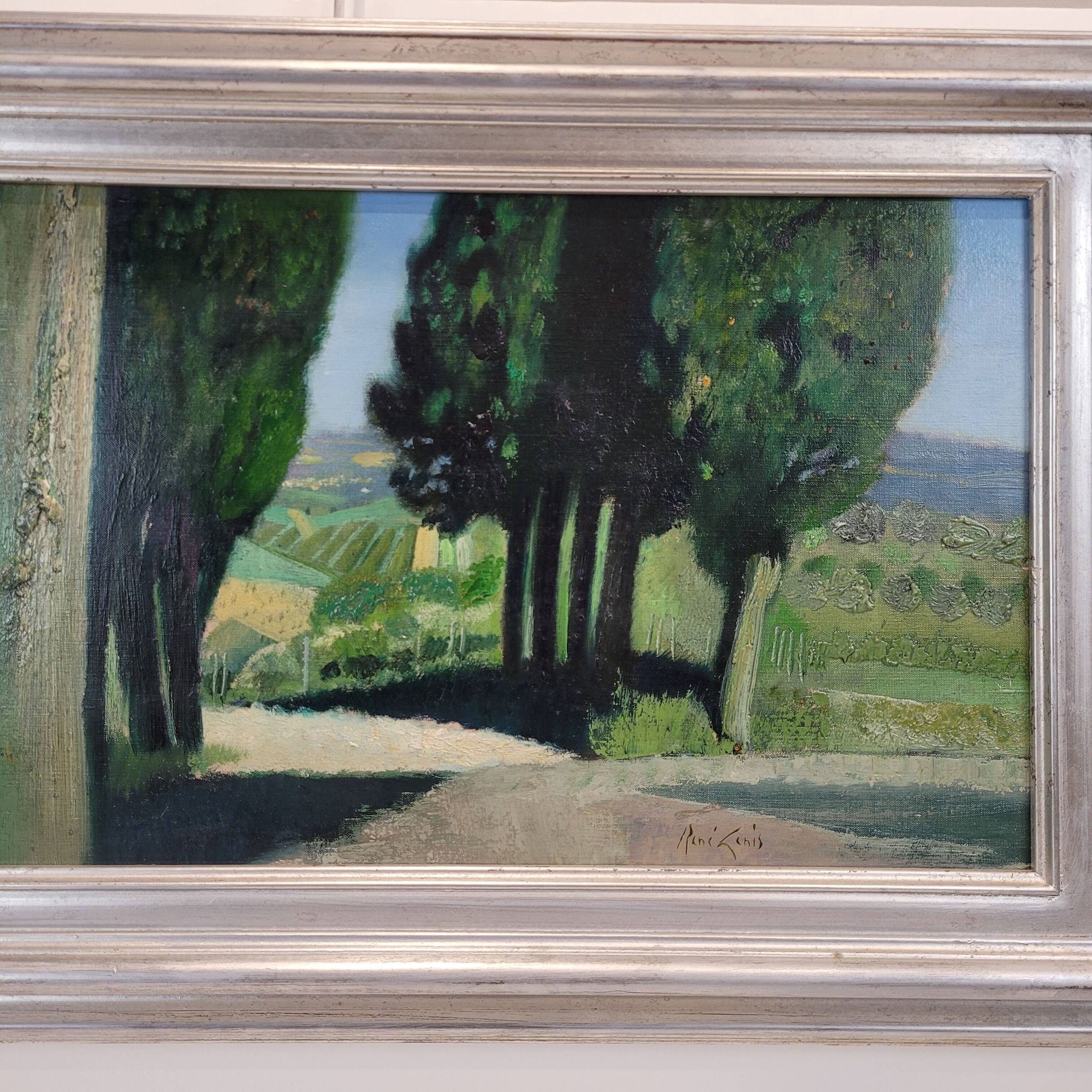 Oil on the link “El callejón de los cipreses”, René Genis, Pai painting