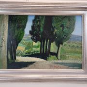Oil on the link “El callejón de los cipreses”, René Genis, Pai painting
