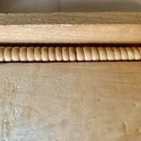 Large vintage rattan and wicker sewing basket with floral decor seat