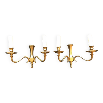 Pair of brass wall lights