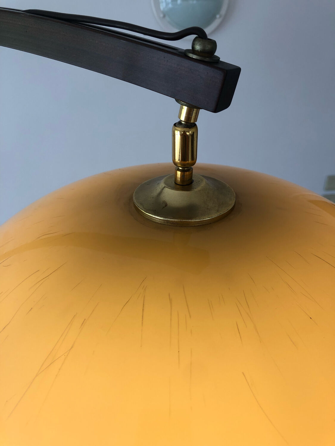 Wooden arc floor lamp circa 1970