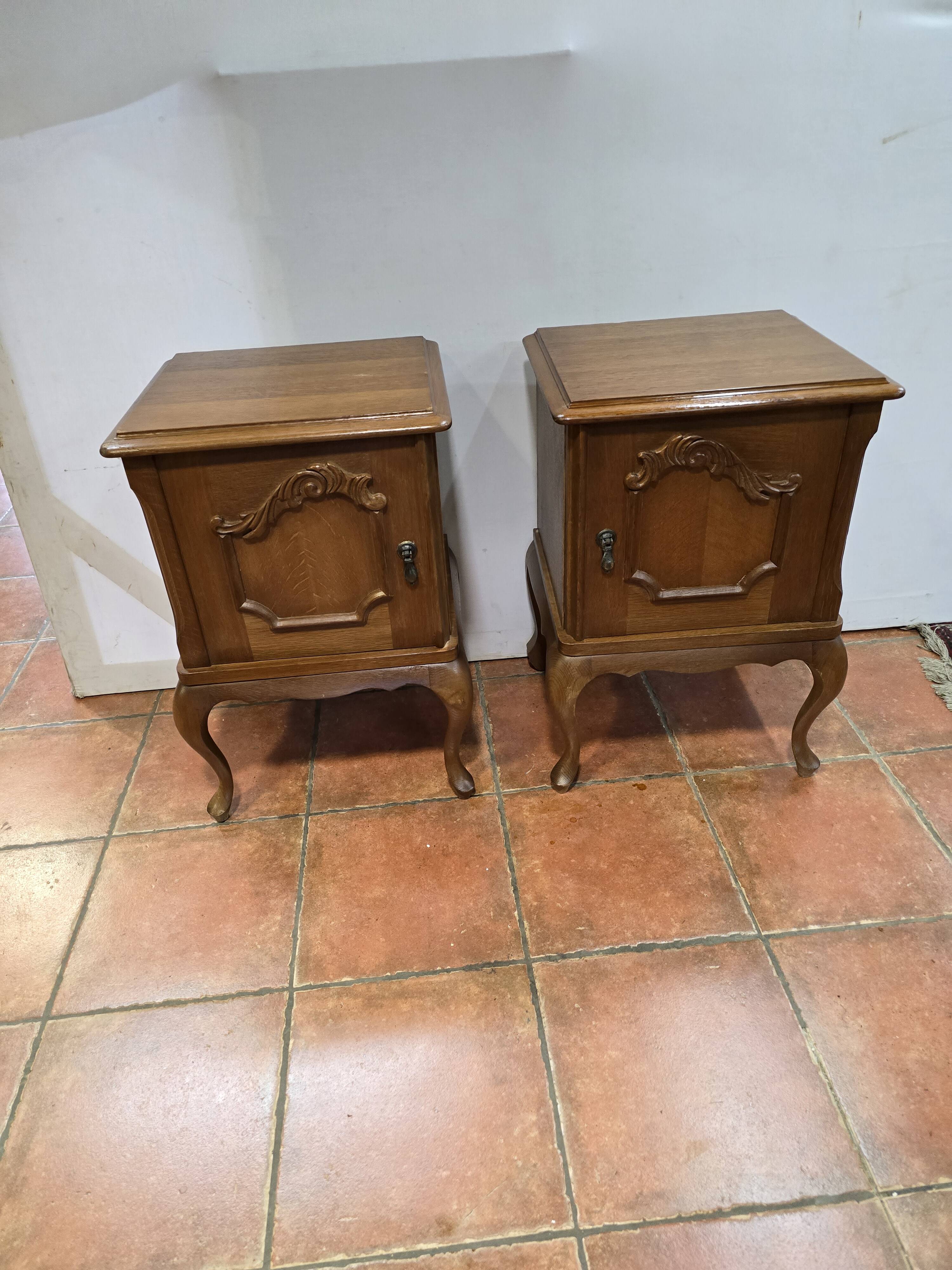 Pair of vintage 1960s oak bedside tables