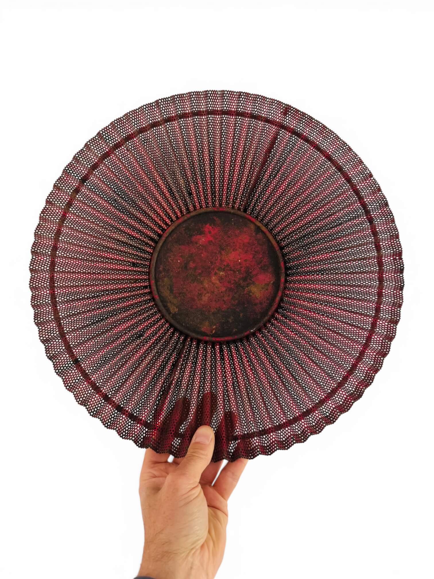Mathieu Matégot, fruit bowl from 1953 in perforated metal with a red lacquer finish.