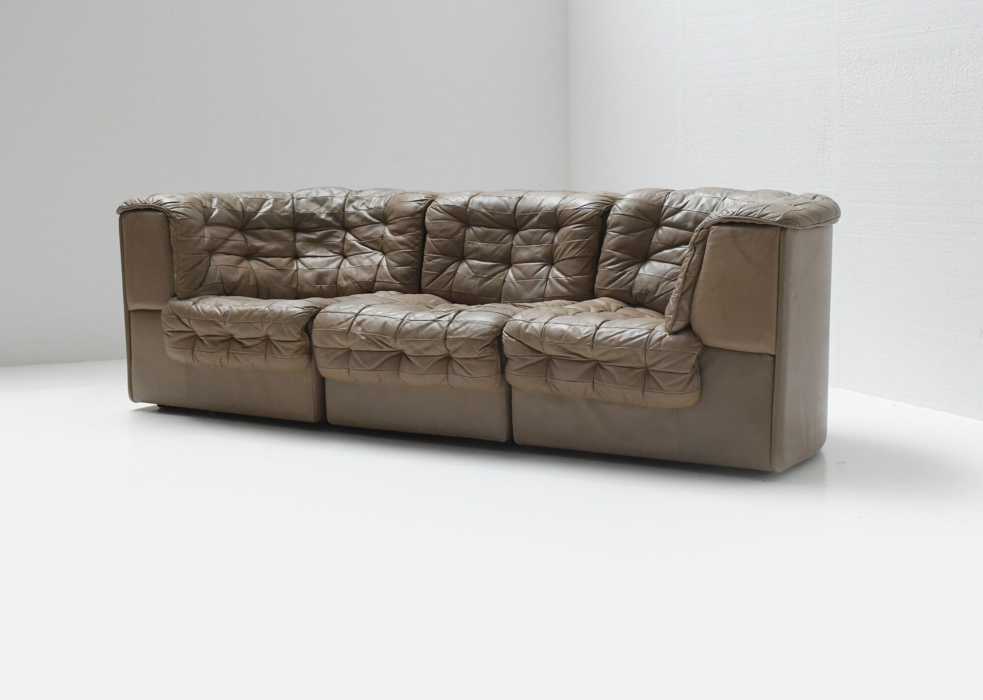 DS 11 modular sofa in brown patchwork leather by De Sede Team for De Sede Swiss