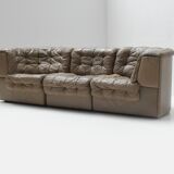 DS 11 modular sofa in brown patchwork leather by De Sede Team for De Sede Swiss