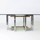 Geometrical brass & chrome coffee table, Belgium 1970s
