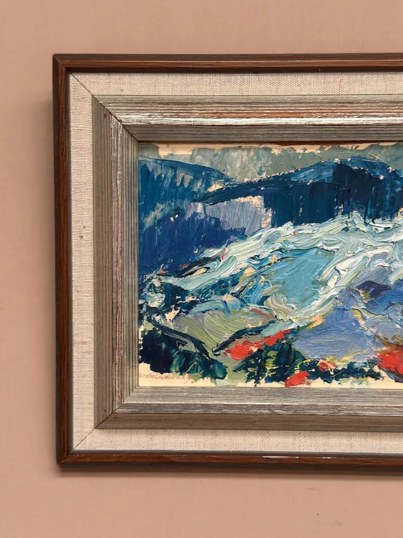 Oil on panel original Swedish - "Landscape" by Greta Liljeblad - Signed - vintage and framed - 30 × 22 cm (11.8" × 8.7")