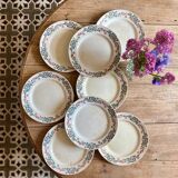 Set of 8 flat plates vintage model Cécile de HBCM