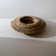 Vintage onyx ashtray from the 1980s, large round, brutalist design, brown and beige tones, sculptural table accent, modernist object, elegant gift idea.