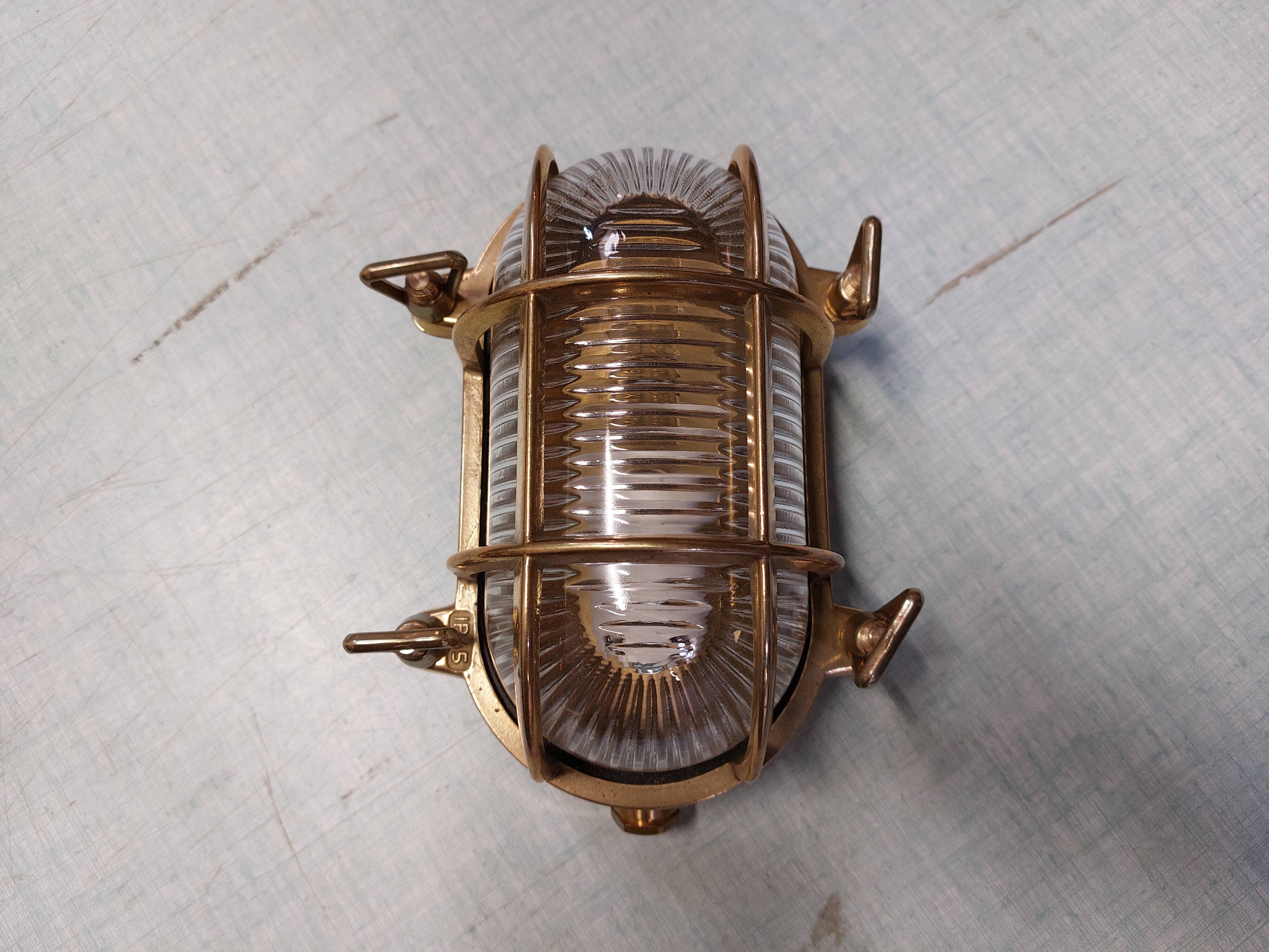 Brass marine corridor wall light