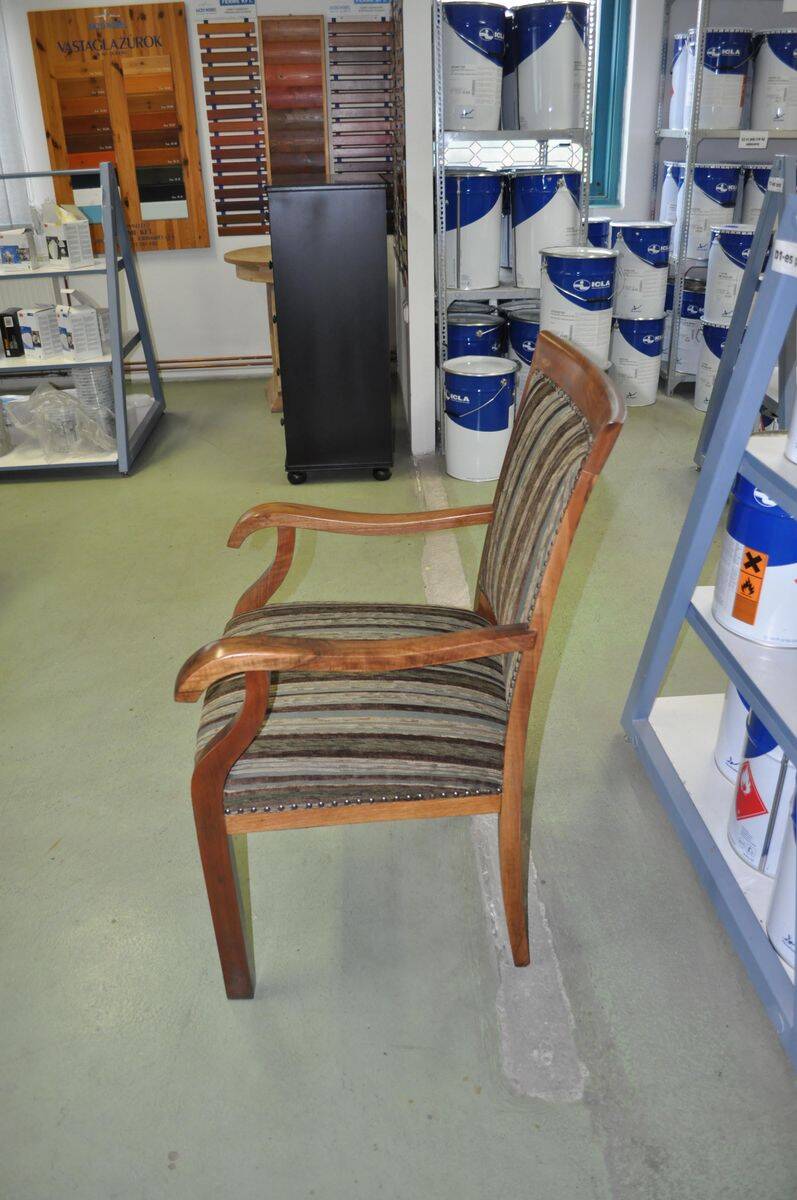 Fauteuil bridge Art Déco années 1930 en velours multicolore et structure bois