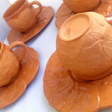 Lot of 4 cups terracotta earth foliage