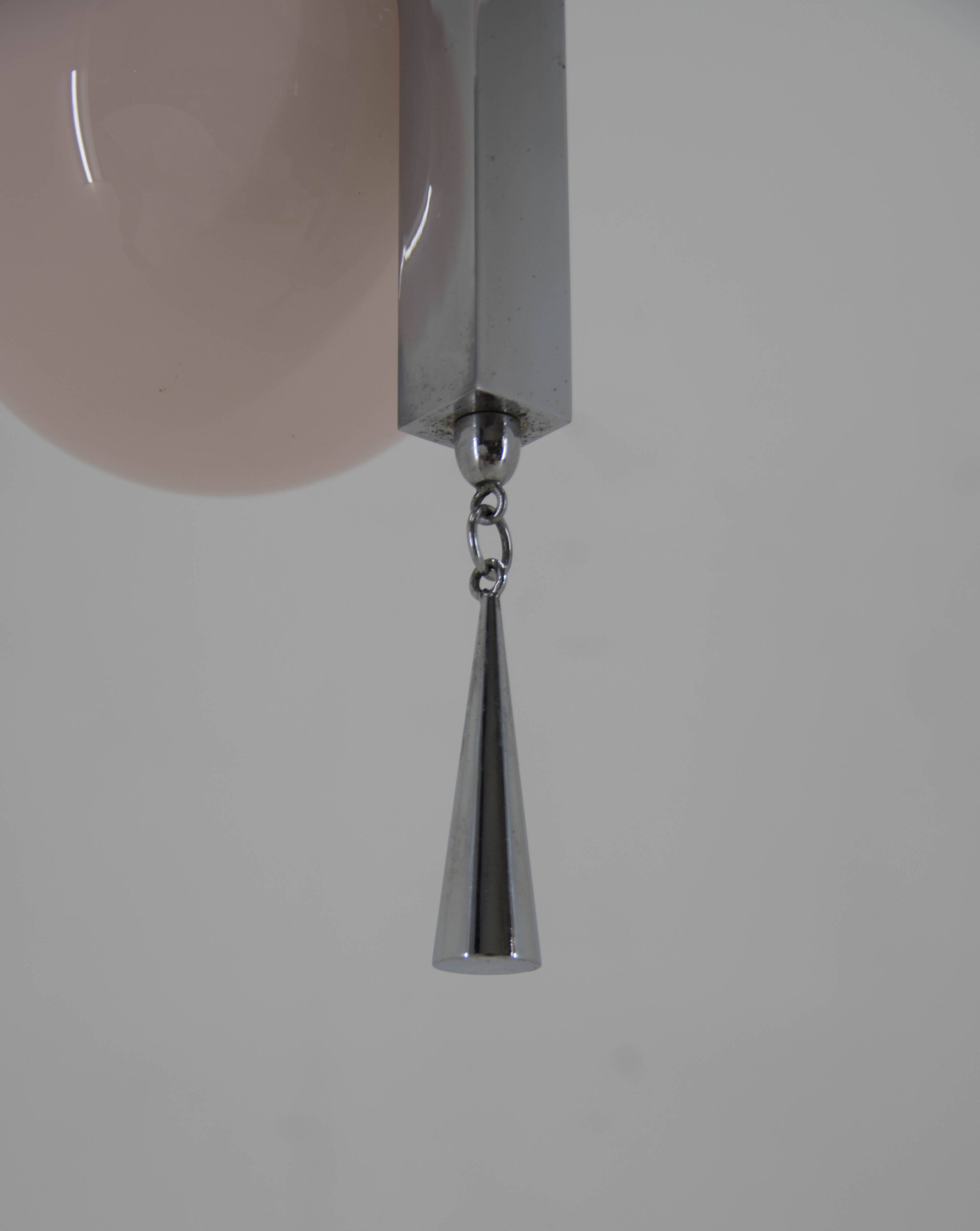 Art Deco Pink Pendant, 1930, Restored