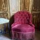 Antique Napoleon III period upholstered toad armchair – 19th century – Upholstered red velvet