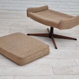 Fauteuil pivotant et son repose-pieds, laine