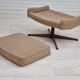 Fauteuil pivotant et son repose-pieds, laine