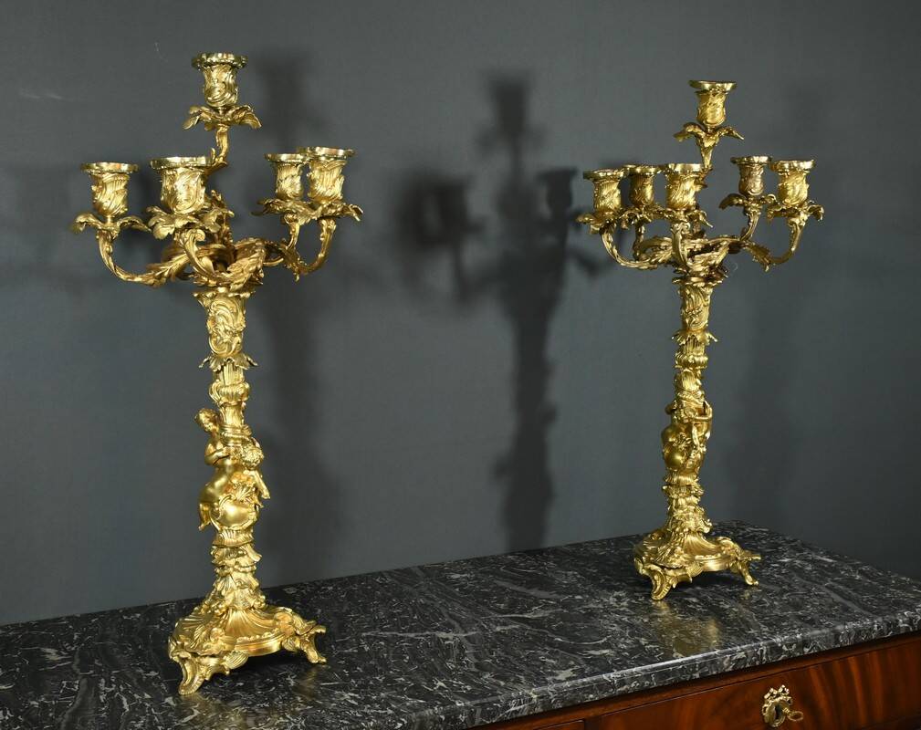 Bronze Candelabra, after J-A. Meissonnier, Rococo style, Napoleonic era