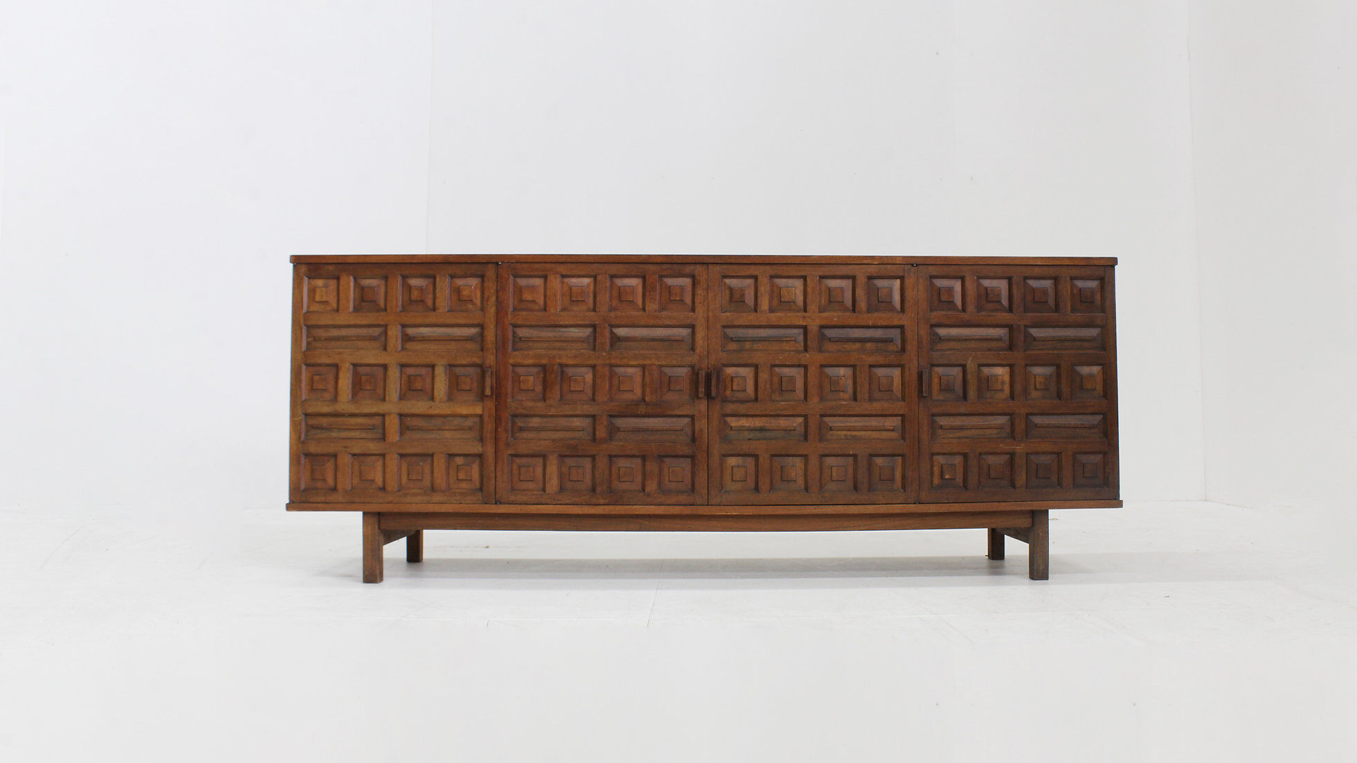 Vintage Spanish brutalist sideboard credenza 1970s