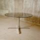 Roche Bobois - Round dining table in smoked glass and chromed steel - c 1975