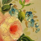 Napoleon III Painted Sheet Metal Tray Painted Metal Floral Decor Diameter 44.5