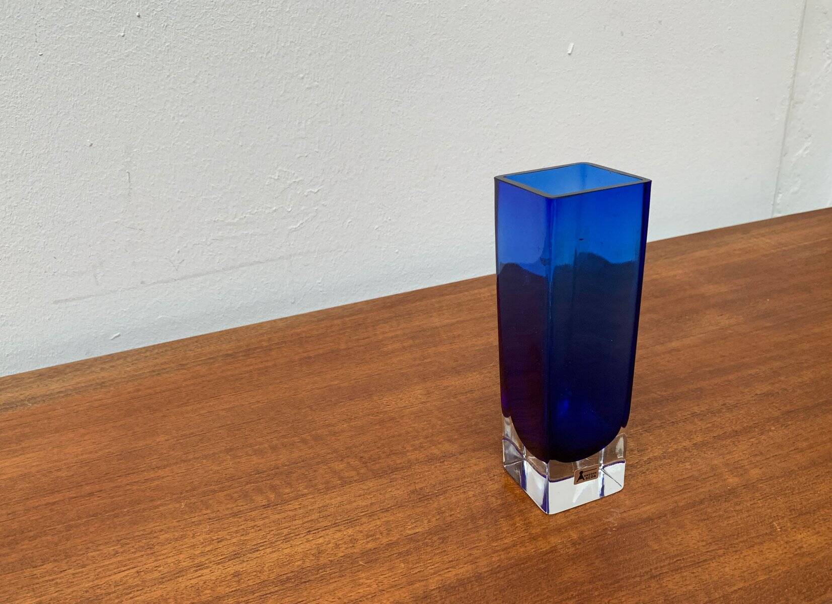 Swedish glass block vase from the mid-century by Aseda Sweden, 1960s.
