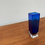 Swedish glass block vase from the mid-century by Aseda Sweden, 1960s.