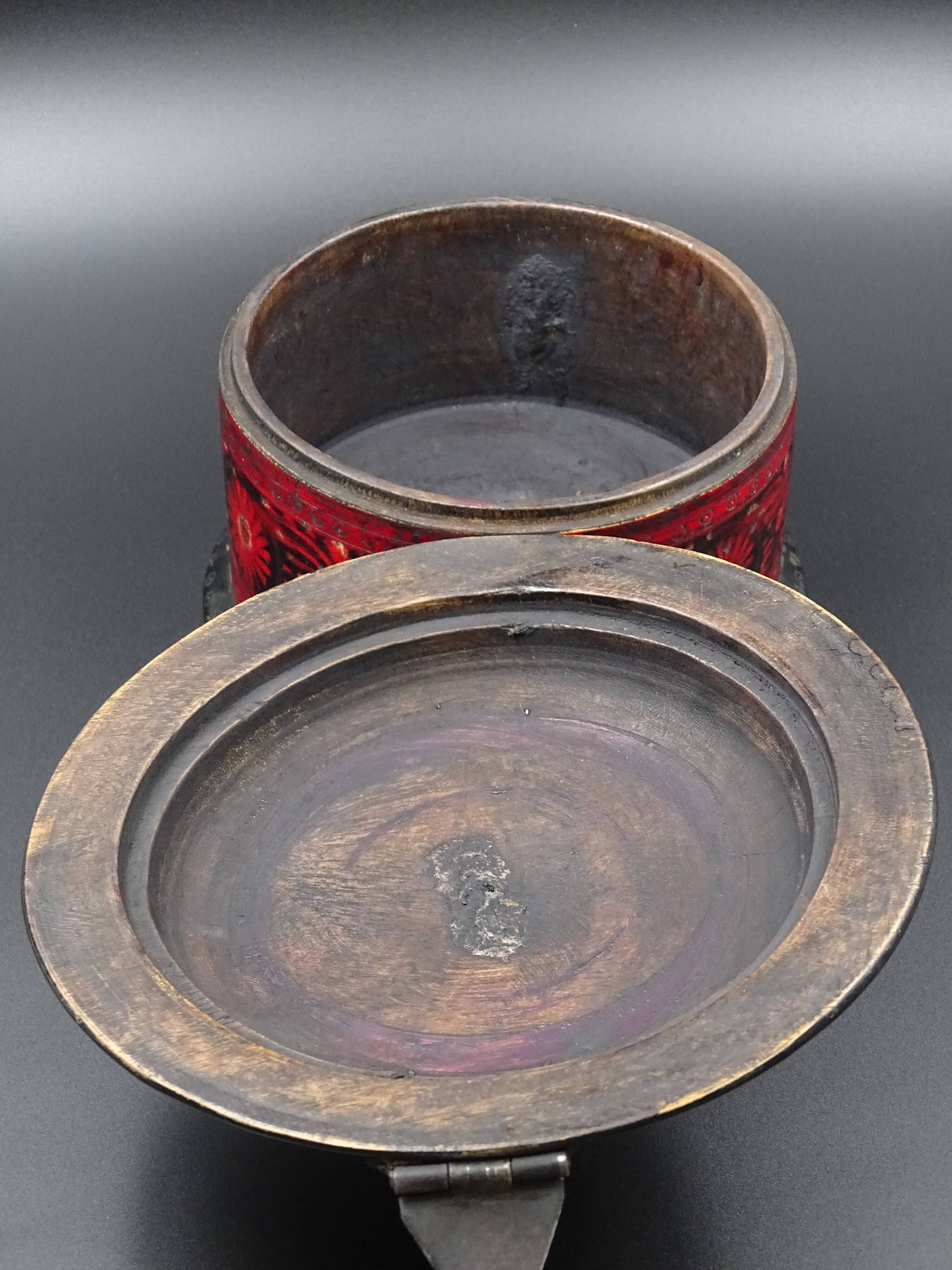 Wooden chapati box and fittings from India