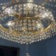 Brass hot air balloon chandelier with cascade of tassels