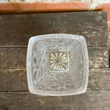 Vintage 1970s Rectangular Moulded Glass Vase with Sun Decoration #D757