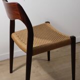 Scandinavian chair model 71 by Niels Otto Moller in teak and rope