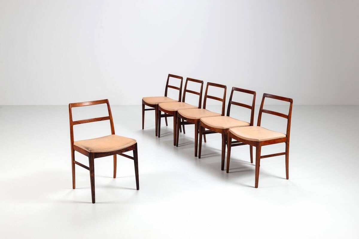 Arne Vodder model 430 dining chairs rosewood Sibast Mobler Denmark 1960