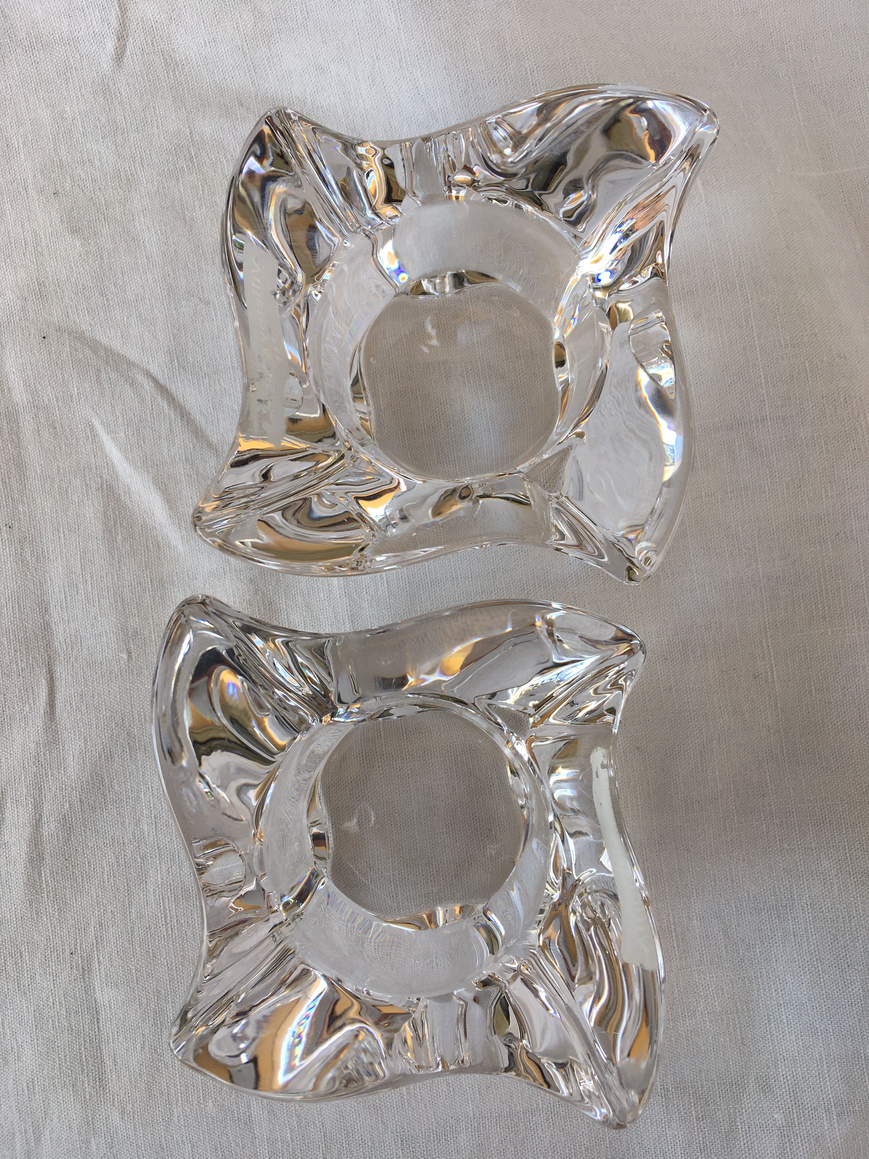 Pair of Villeroy and Boch crystal candle holders