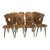 Set of 12 Baumann bistro chairs model Gentiane vintage 1970