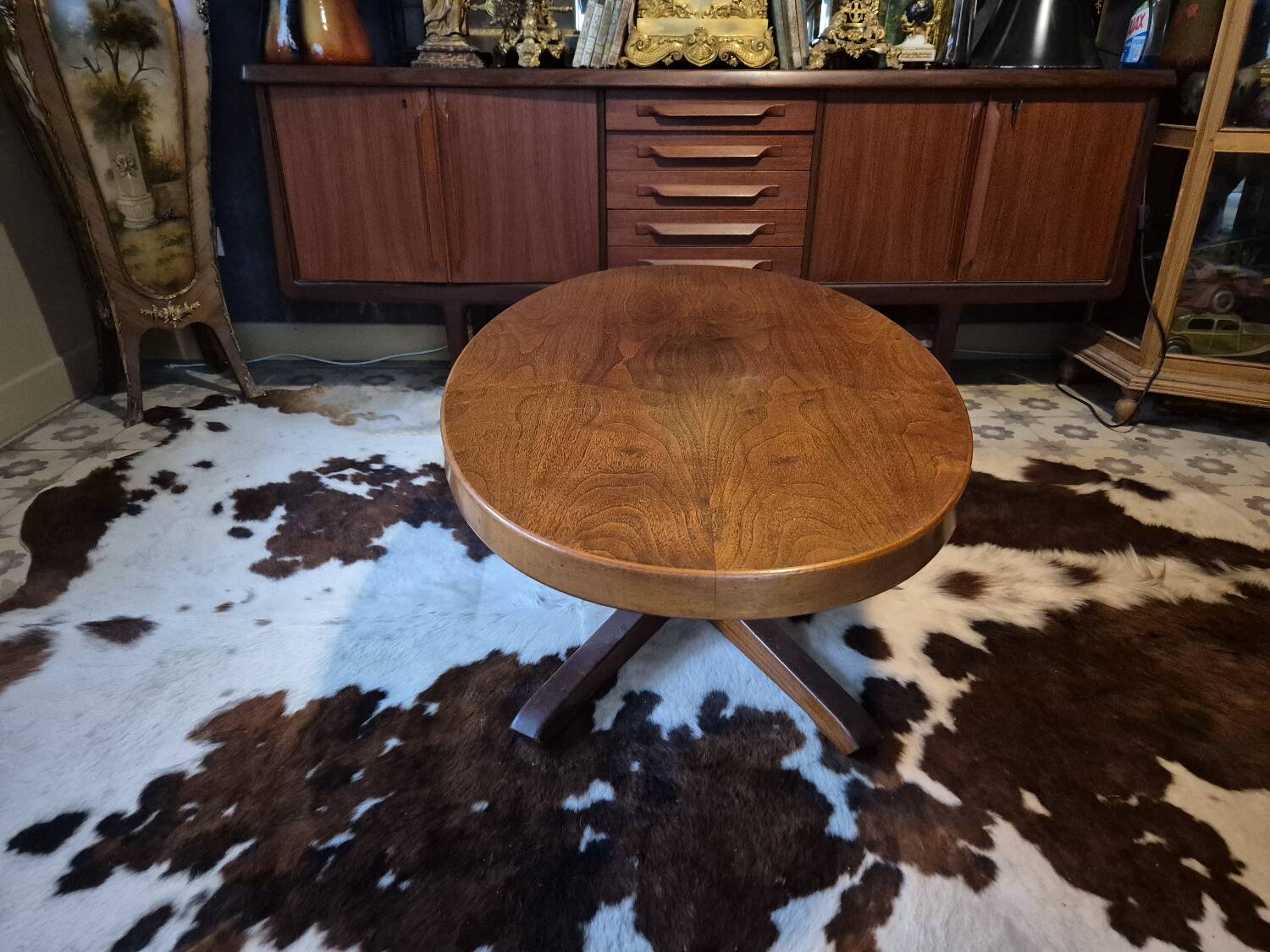 Baumann oval coffee table in teak 1950s vintage