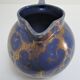 Art Deco ceramic pitcher enamel blue and gold by Lucien Brisdoux 1930s