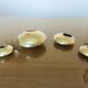 Series of 4 Scandinavian "pebble" ashtrays in bronze 70s
