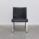 Unique black leather & steel modernist lounge chair, 1960s