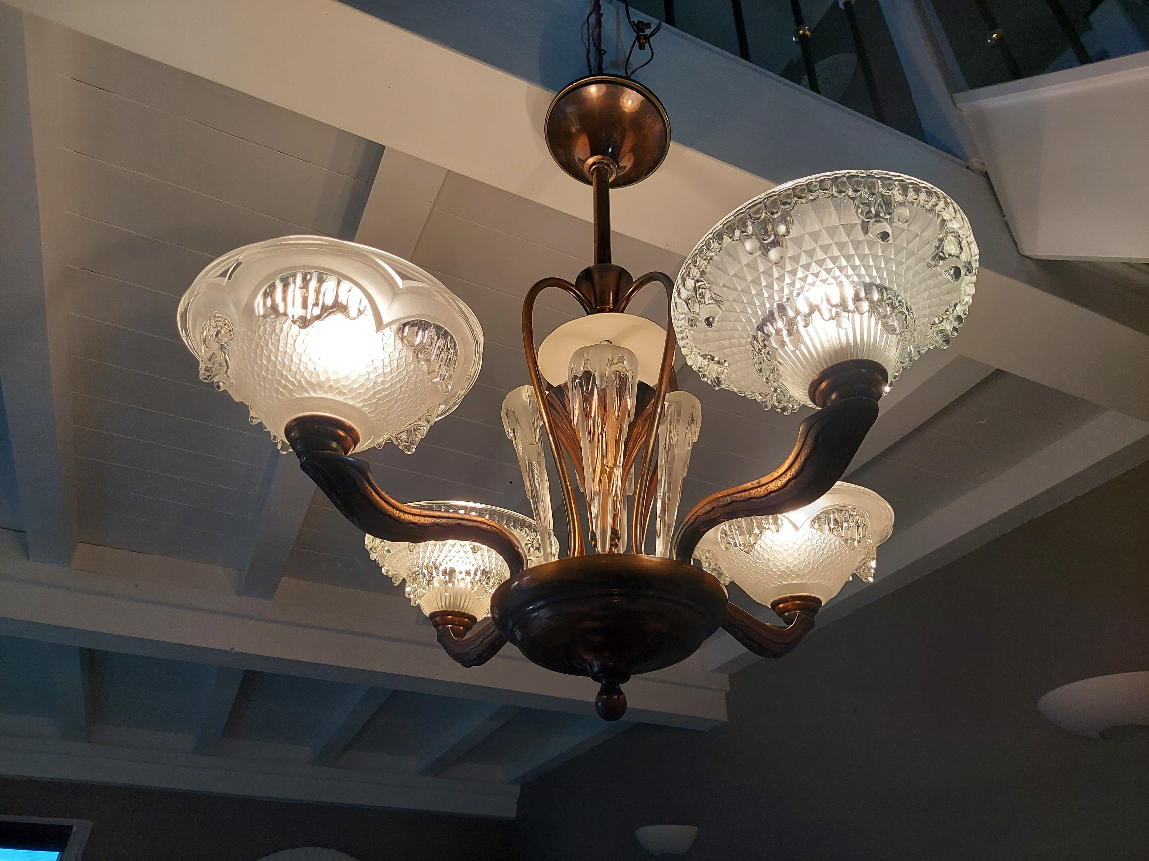 Vintage Art Deco chandelier 1950s