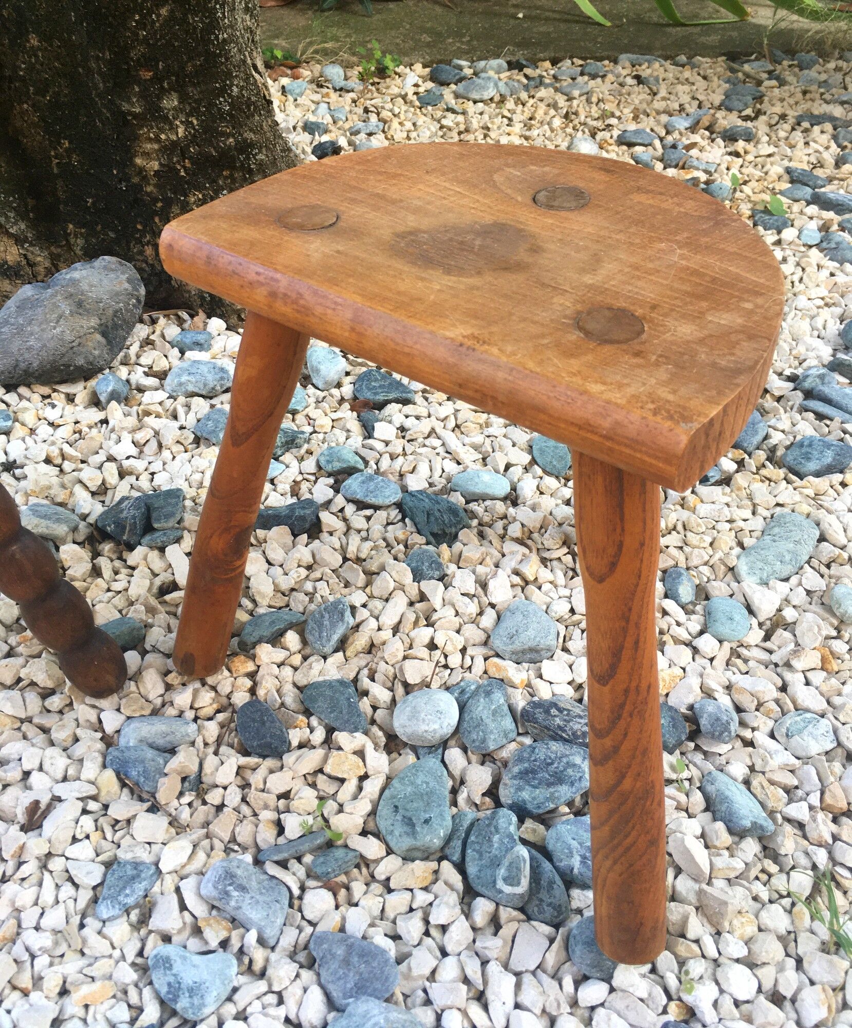 2 vintage tripod stools